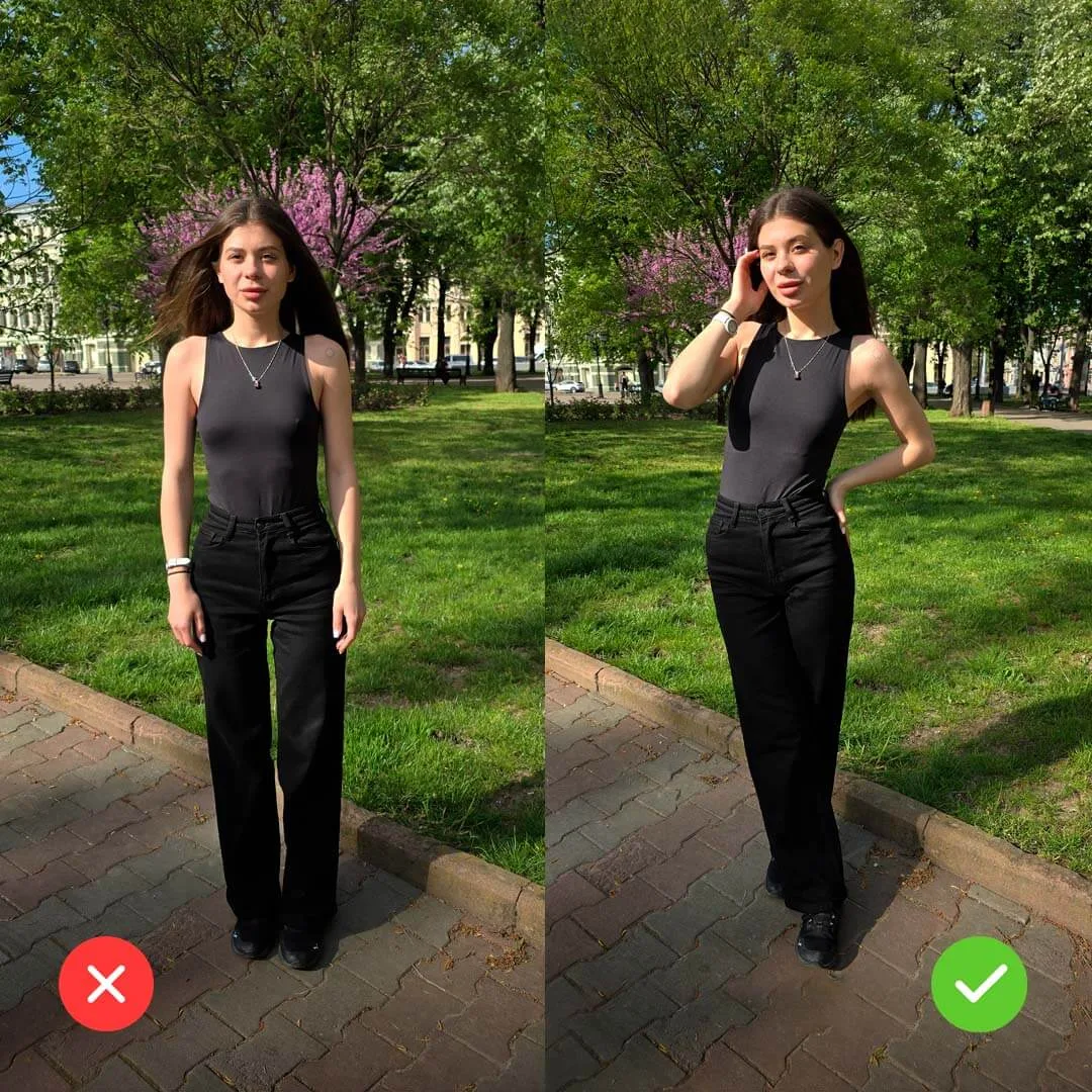 Легкая волна - поза для фотосессии в городе Легкая волна - позирование на улице