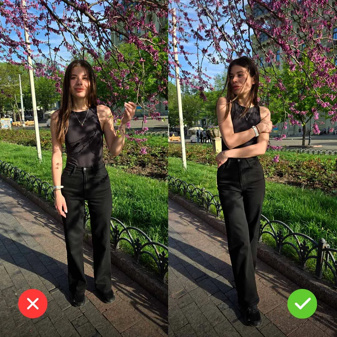 Нежное объятие - идея для фото на улице Интересная поза для фотосессии - Нежное объятие