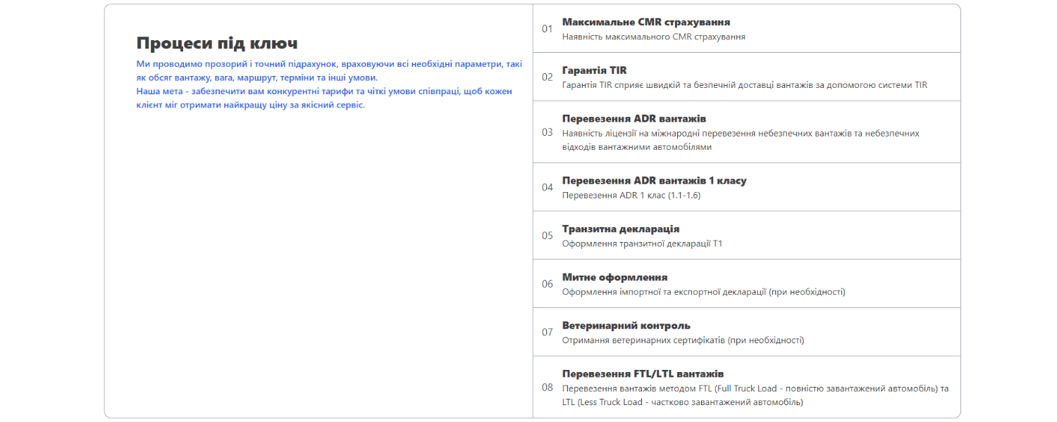 Разработка одностраничного сайта для ES Logistic