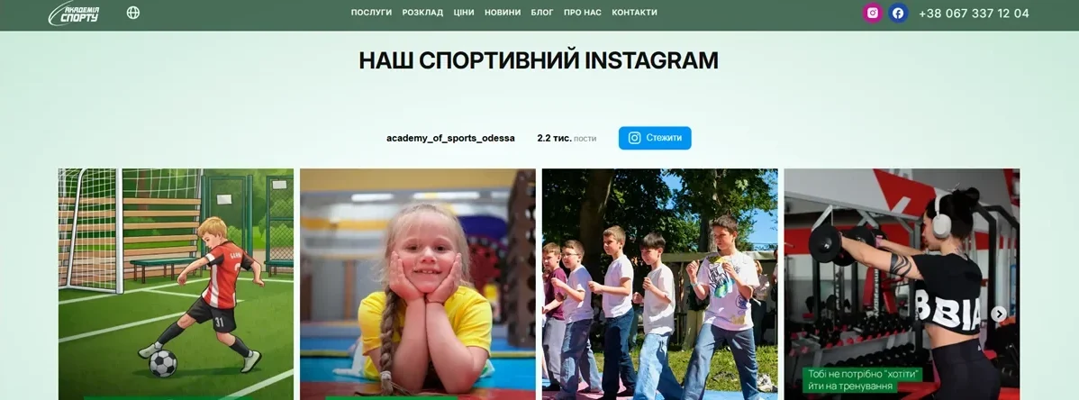 Разработка нового сайта для «Академии спорта» и его SEO-оптимизация